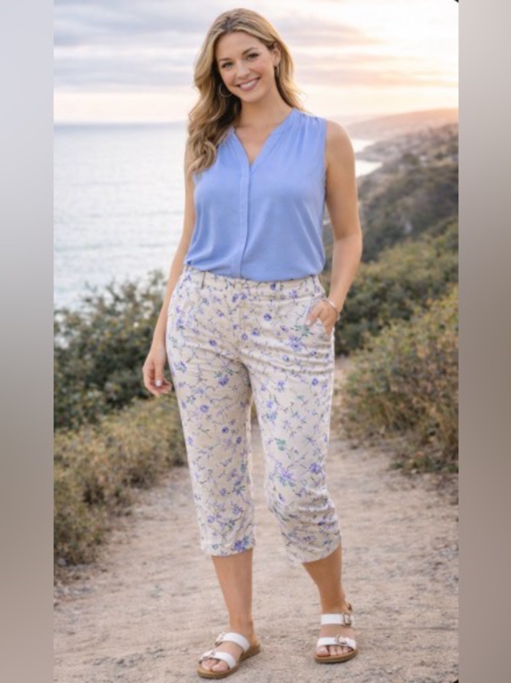 Croft & Barrow Floral Stretch Capri Pants - Size 10 - Like New!